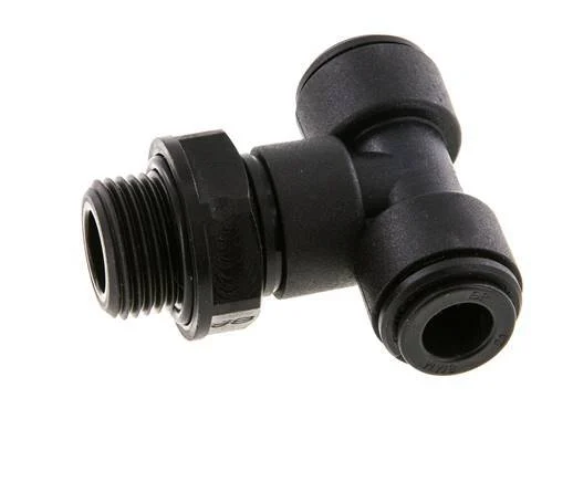 8mm x G3/8'' Inline Tee Push-in Fitting with Male Threads POM NBR FDA Rotatable