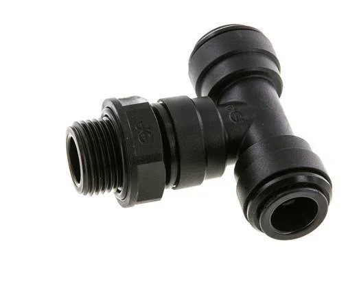 10mm x G3/8'' Inline Tee Push-in Fitting with Male Threads POM NBR FDA Rotatable