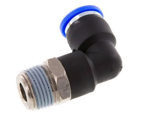 3/8'' x 3/8'' NPT 90deg Elbow Push-in Fitting with Male Threads Brass/PBT NBR Rotatable [2 Pieces]