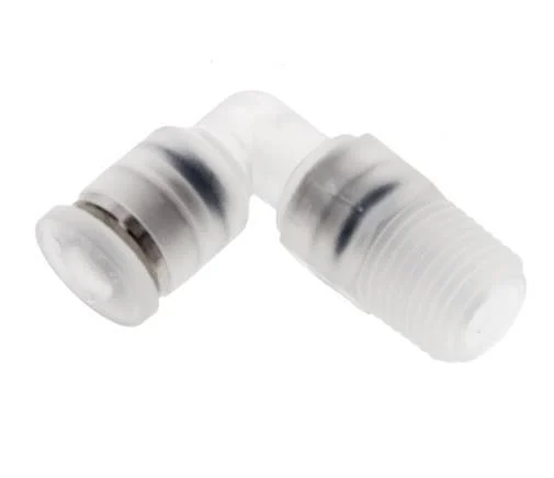 4mm x R1/8'' 90deg Polypropylene (PP) Elbow Push-in Fitting with Male Threads EPMD/PTFE Rotatable
