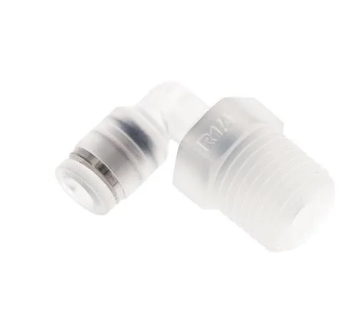 4mm x R1/4'' 90deg Polypropylene (PP) Elbow Push-in Fitting with Male Threads EPMD/PTFE Rotatable