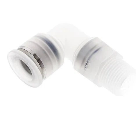 12mm x R3/8'' 90deg Polypropylene (PP) Elbow Push-in Fitting with Male Threads EPMD/PTFE Rotatable