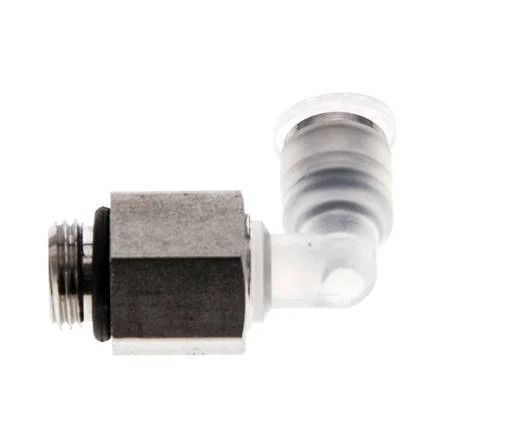 4mm x G1/8'' 90deg Polypropylene (PP)/Stainless Steel Elbow Push-in Fitting with Male Threads EPDM Rotatable