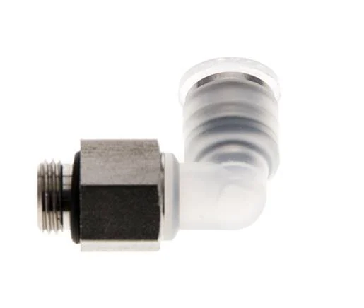 6mm x G1/8'' 90deg Polypropylene (PP)/Stainless Steel Elbow Push-in Fitting with Male Threads EPDM Rotatable