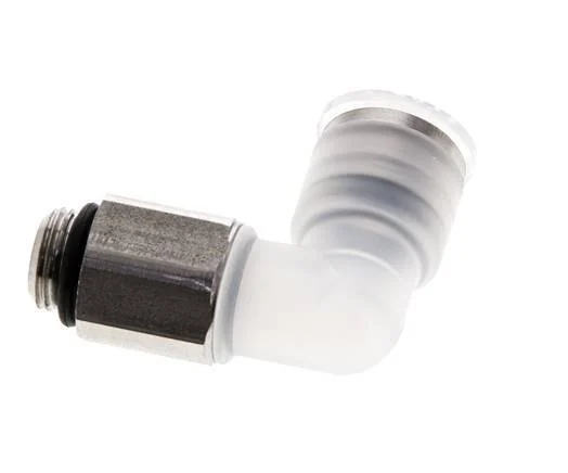 8mm x G1/8'' 90deg Polypropylene (PP)/Stainless Steel Elbow Push-in Fitting with Male Threads EPDM Rotatable