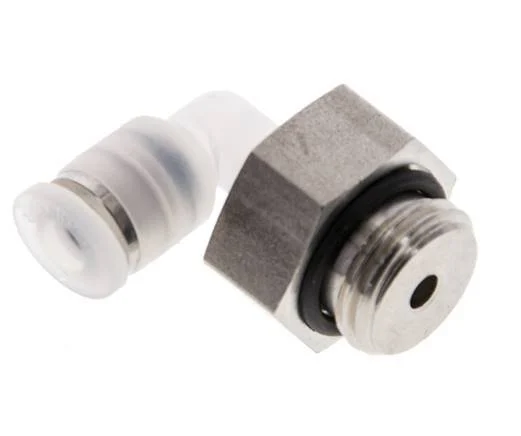 4mm x G1/4'' 90deg Polypropylene (PP)/Stainless Steel Elbow Push-in Fitting with Male Threads EPDM Rotatable