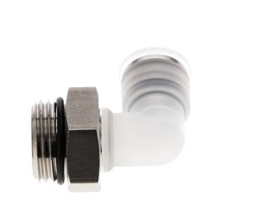 10mm x G1/2'' 90deg Polypropylene (PP)/Stainless Steel Elbow Push-in Fitting with Male Threads EPDM Rotatable