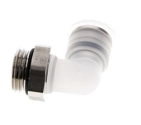 12mm x G1/2'' 90deg Polypropylene (PP)/Stainless Steel Elbow Push-in Fitting with Male Threads EPDM Rotatable