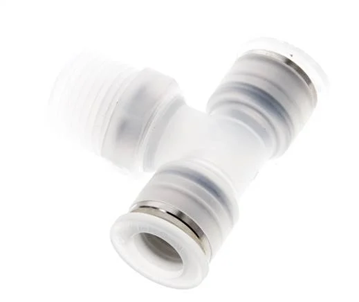12mm x R1/2'' Polypropylene (PP) Inline Tee Push-in Fitting with Male Threads EPMD FDA Rotatable