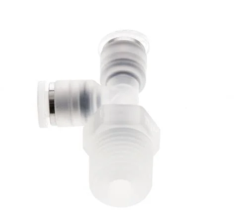 4mm x R1/4'' Right Angle Polypropylene (PP) Tee Push-in Fitting with Male Threads EPMD FDA Rotatable