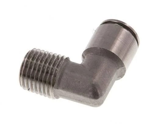 8mm x R1/4'' 90deg Elbow Push-in Fitting with Male Threads Stainless Steel FKM