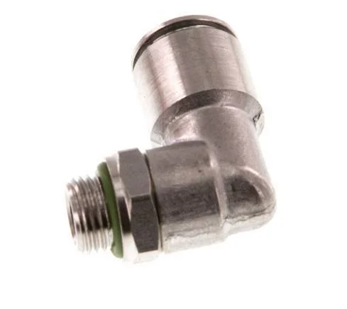 8mm x G1/8'' 90deg Elbow Push-in Fitting with Male Threads Stainless Steel FKM Rotatable