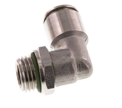 8mm x G1/4'' 90deg Elbow Push-in Fitting with Male Threads Stainless Steel FKM Rotatable
