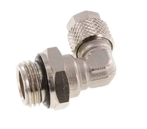 6x4 & G1/4'' Nickel plated Brass Elbow Push-on Fitting with Male Threads NBR Rotatable [2 Pieces]