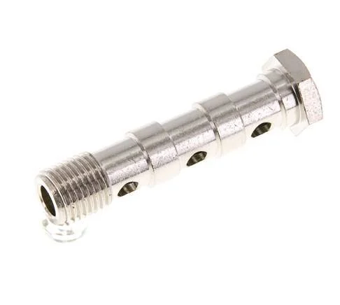 3-way nickel-plated Brass Banjo Bolt with G1/4'' Male Threads L58mm [2 Pieces]