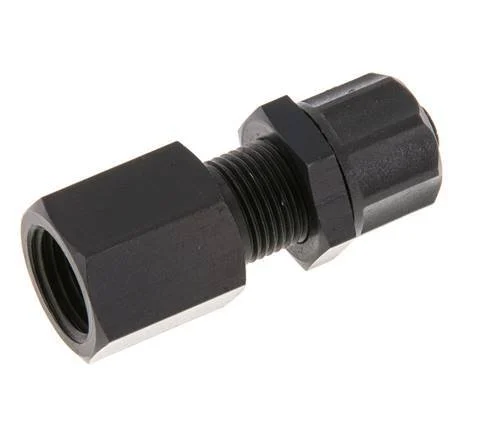 8x6 & G1/4'' Aluminum Straight Push-on Fitting with Female Threads Bulkhead
