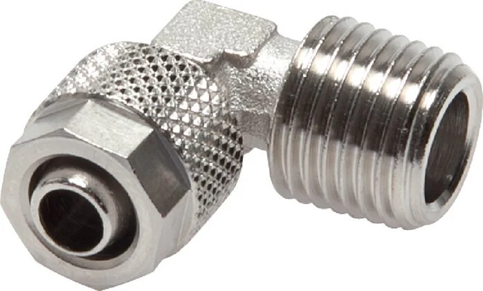 8x6 & R1/8'' Nickel plated Brass Elbow Push-on Fitting with Male Threads [2 Pieces]