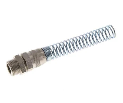 12x9 & G3/8'' Nickel plated Brass Straight Push-on Fitting with Male Threads Bend Protection