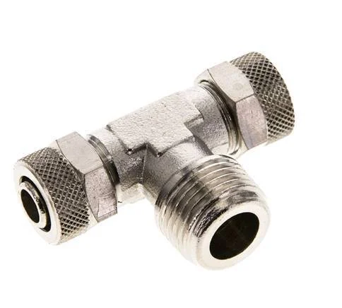 12x10 & R1/2'' Nickel plated Brass Tee Push-on Fitting with Male Threads