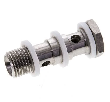 2-way Stainless Steel Banjo Bolt with G1/4'' Male Threads PTFE L42mm