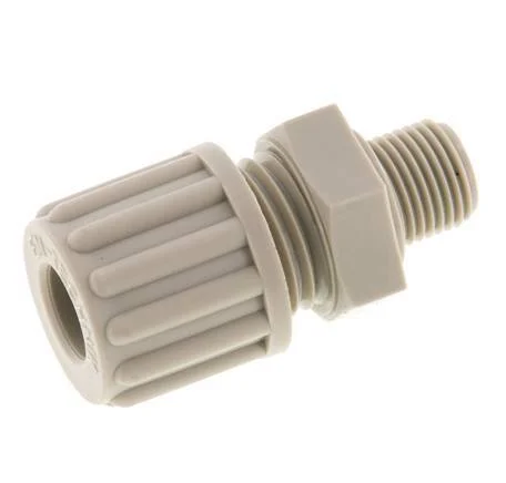 8x6mm & G1/8'' PP Straight Compression Fitting with Male Threads 10 bar