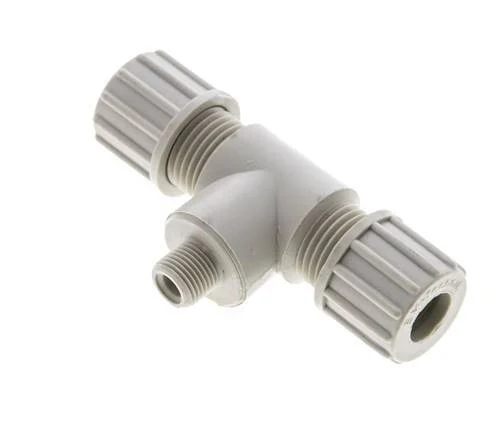10x8mm & G1/8'' PP T-Shape Tee Compression Fitting with Male Threads 10 bar