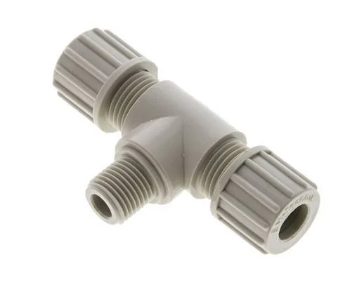 10x8mm & G1/4'' PP T-Shape Tee Compression Fitting with Male Threads 10 bar