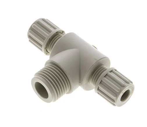 8x6mm & G1/2'' PP T-Shape Tee Compression Fitting with Male Threads 10 bar