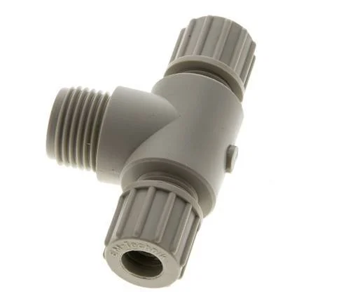 10x8mm & G1/2'' PP T-Shape Tee Compression Fitting with Male Threads 10 bar