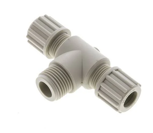 12x10mm & G1/2'' PP T-Shape Tee Compression Fitting with Male Threads 10 bar