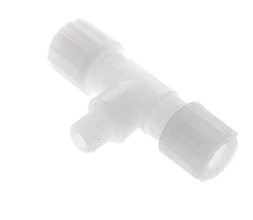 12x10mm & G1/4'' PVDF T-Shape Tee Compression Fitting with Male Threads 10 bar
