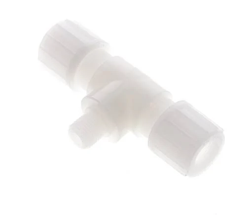 14x12mm & G1/4'' PVDF T-Shape Tee Compression Fitting with Male Threads 10 bar