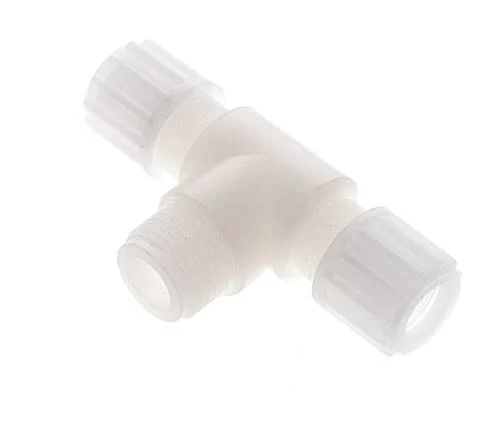 12x10mm & G1/2'' PVDF T-Shape Tee Compression Fitting with Male Threads 10 bar