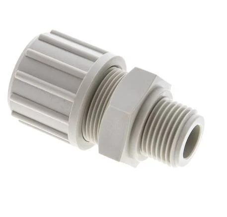 20x13mm & G1/2'' PP Straight Compression Fitting with Male Threads 10 bar PVC and PA