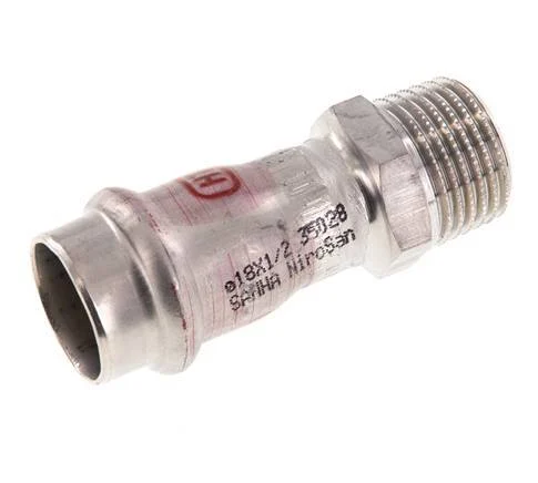 Press Fitting - 18mm Female & R 1/2'' Male - Stainless Steel
