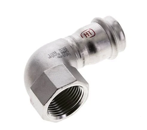 90deg Elbow Press Fitting - 28mm Female & Rp 1'' Female - Stainless Steel