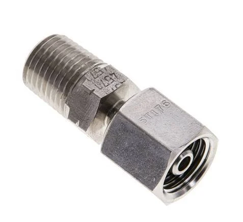 6S & 1/4'' NPT Stainless Steel Straight Swivel with Male Threads 630 bar Adjustable ISO 8434-1