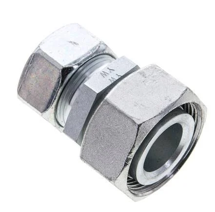 28L & 35L Zink plated Steel Straight Cutting Fitting with Swivel 160 bar ISO 8434-1