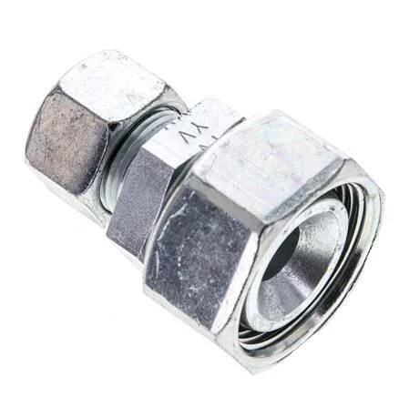 15L & 28L Zink plated Steel Straight Cutting Fitting with Swivel 160 bar NBR O-ring Sealing Cone ISO 8434-1