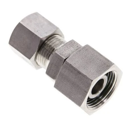 10S & 14S Stainless Steel Straight Compression Fitting with Swivel 400 bar FKM O-ring Sealing Cone ISO 8434-1