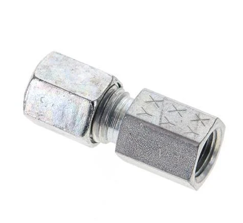 6L & M10x1 Zink plated Steel Straight Cutting Fitting with Female Threads 315 bar ISO 8434-1