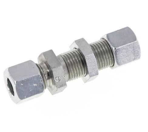 10L Zink plated Steel Straight Cutting Fitting Bulkhead 315 bar ISO 8434-1