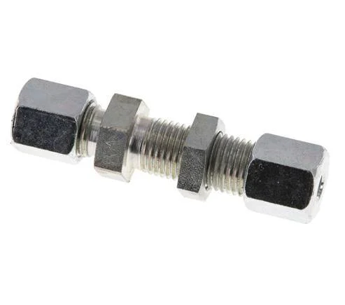 6S Zink plated Steel Straight Cutting Fitting Bulkhead 630 bar ISO 8434-1