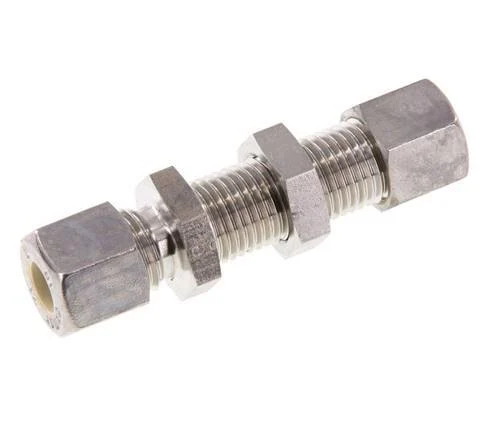 8L Stainless Steel Straight Compression Fitting Bulkhead 315 bar ISO 8434-1