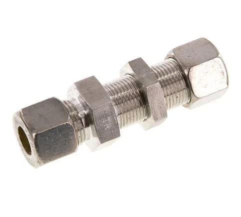 12S Stainless Steel Straight Compression Fitting Bulkhead 400 bar ISO 8434-1