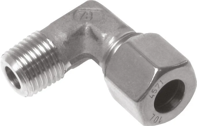 12S & M18x1.5 (con) Stainless Steel Elbow Compression Fitting with Male Threads 400 bar ISO 8434-1