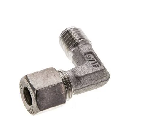 8L & M12x1.5 (con) Stainless Steel Elbow Compression Fitting with Male Threads 315 bar ISO 8434-1