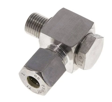 8S & G1/4'' Stainless Steel Swivel Joint Compression Fitting with Male Threads 400 bar Rotatable ISO 8434-1
