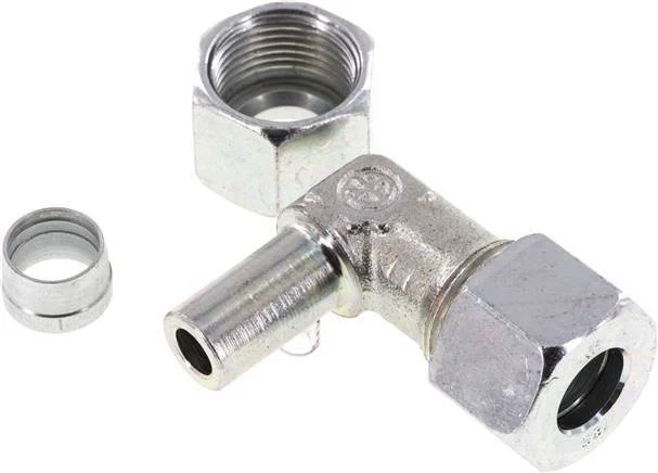 12S Zink plated Steel Elbow Cutting Fitting with Swivel 630 bar NBR Adjustable ISO 8434-1