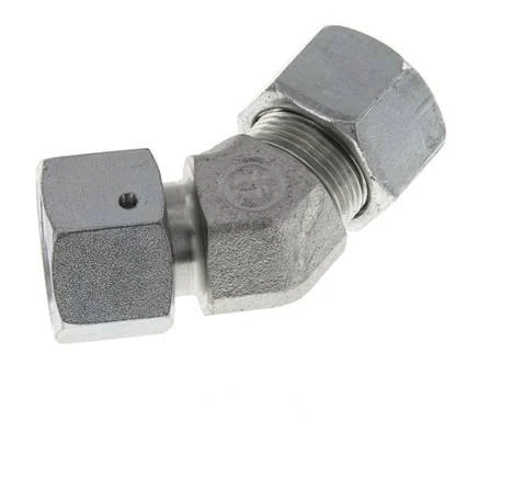 16S Zink plated Steel 45deg Elbow Cutting Fitting with Swivel 400 bar NBR O-ring Sealing Cone Adjustable ISO 8434-1